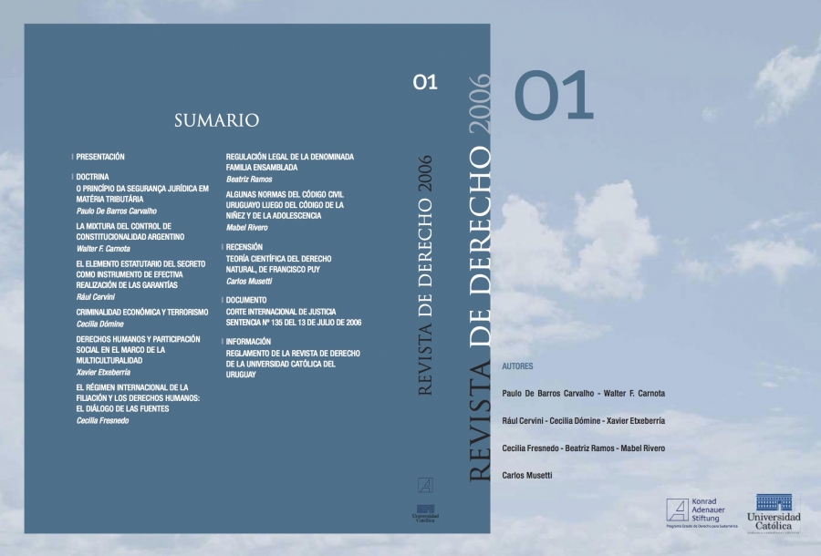 					Ver Núm. 1 (2006): Revista de Derecho
				